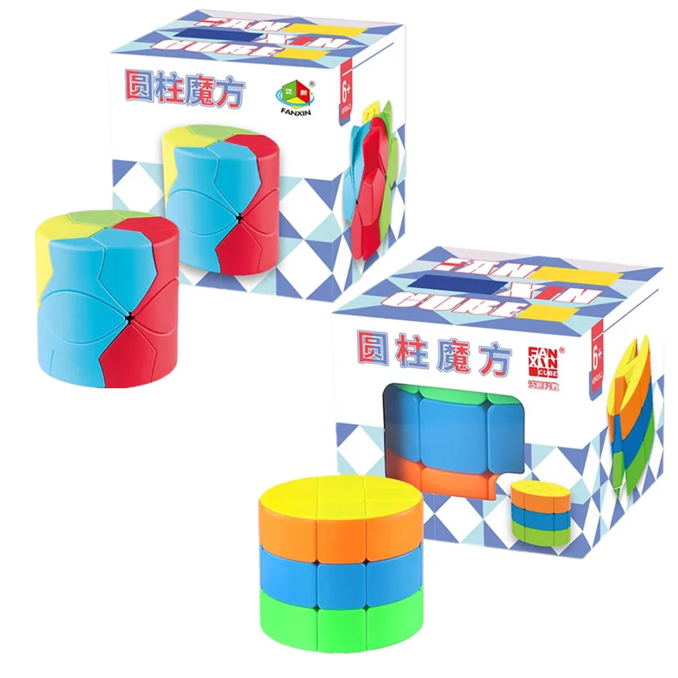 Fanxin 3x3 Cube Cylindrical Barrel Strange-Shape Cubo Magico Speed Cube Professional Puzzle Toys For Children Kids Gift Toy