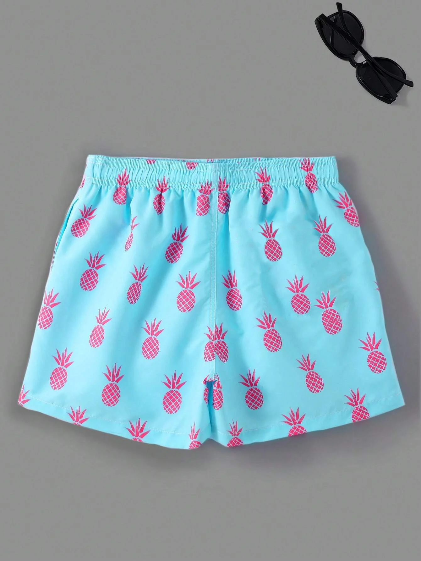 Short de plage à lacets en polyester imprimé citron et ananas 3D, vêtements de rue, séchage rapide, sports, surf, loisirs, été