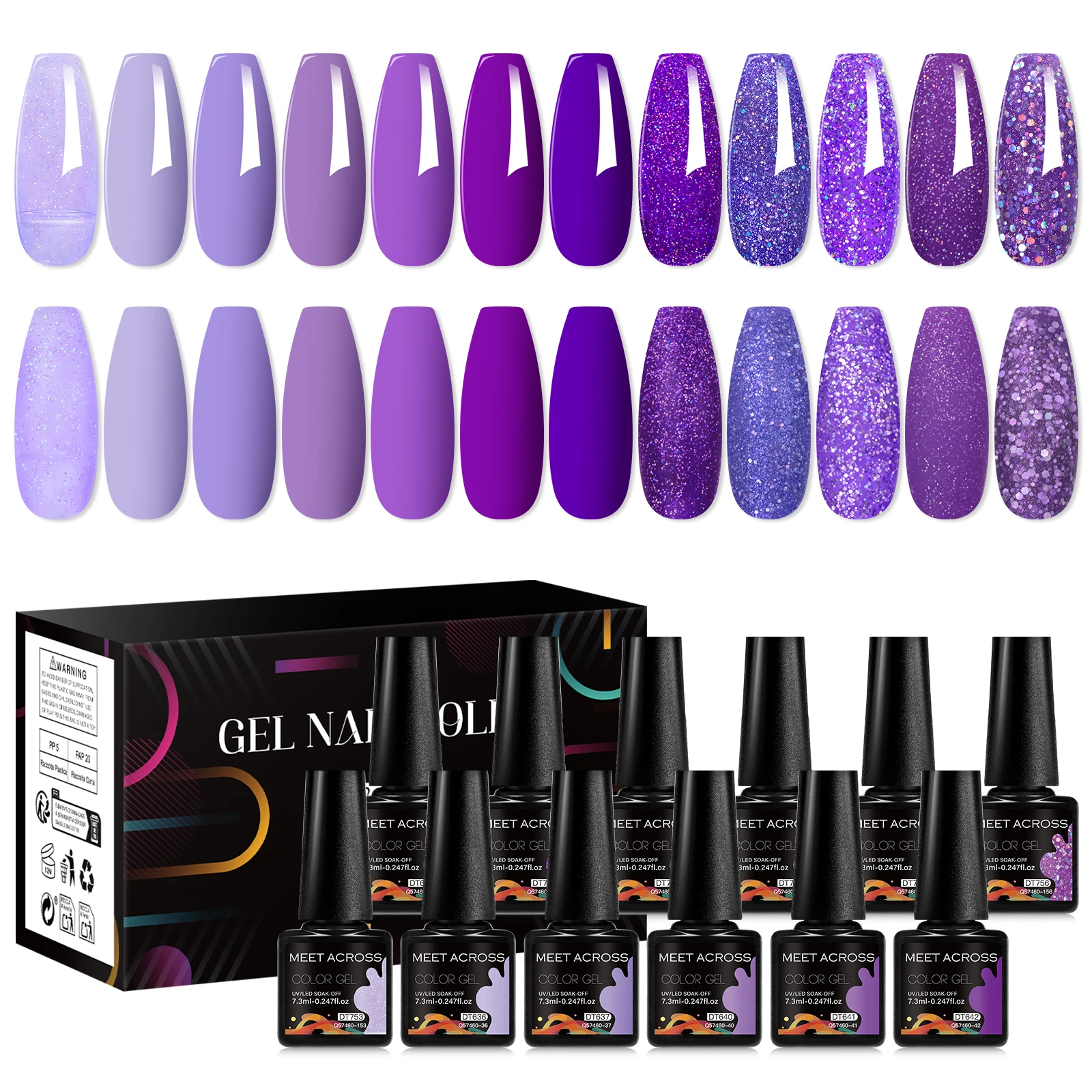 12 st Paarse Nagel Gel Polish Set TPO HEMA Gratis UV LED Curing Semi Permanente Salon Kwaliteit Vernis voor Vrouwen meisjes DIY Manicure