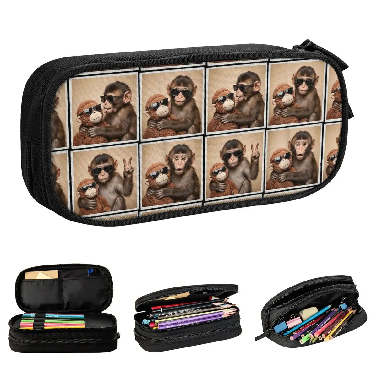 

Cute Panchi Kun Viral Video Meme Baby Monkey Punch Pencil Case Pencil Box Pen Box for Girls Boys Big Bag School Supplies Gift