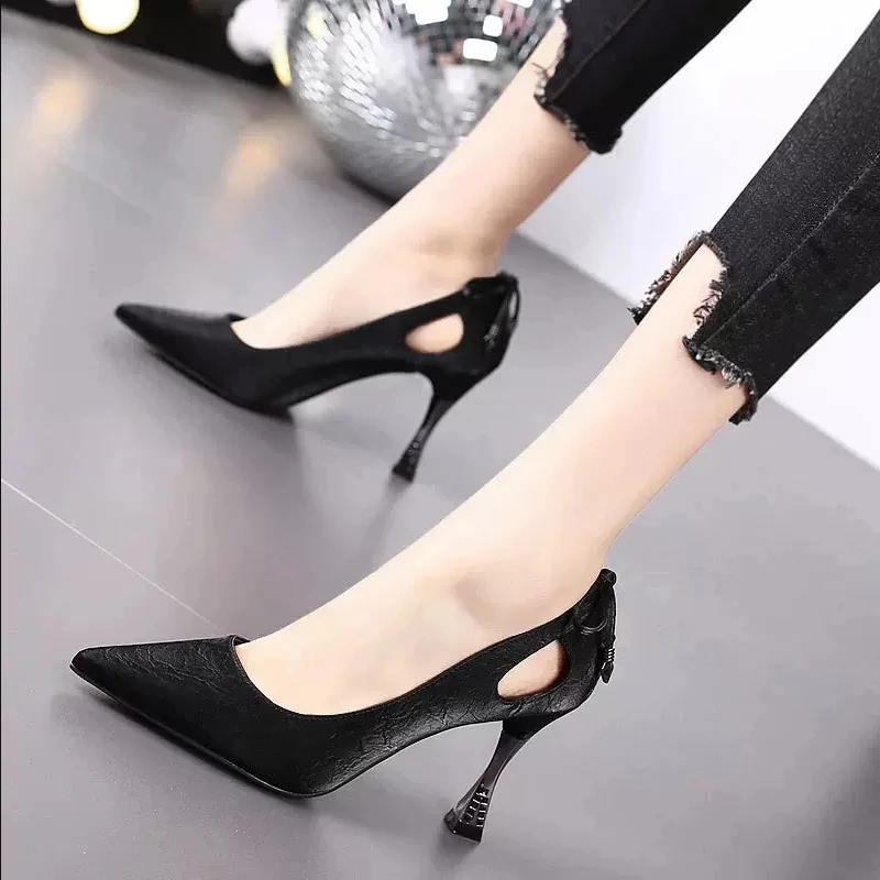 2024 new spring and autumn wedding shoes pointy sequin wedding Hollow out single shoes rhine-diamond bride stiletto heels