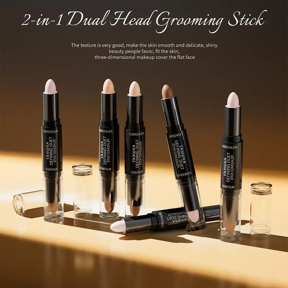 

2 in 1 Contour Stick Double-Ended Highlight and Shadow Cream, Waterproof Full Coverage Concealer, Natural Makeup