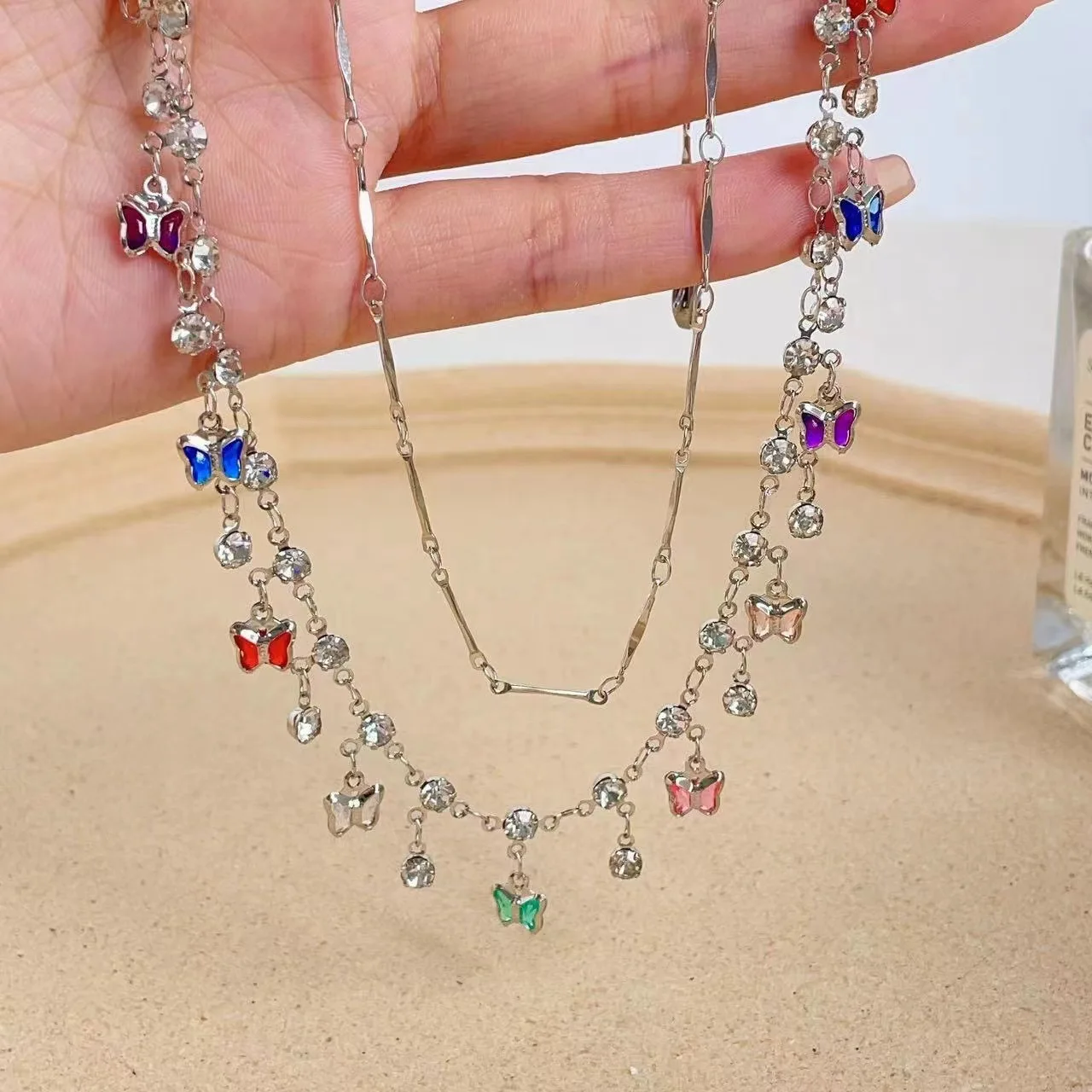 Punk Schwarz Zirkon Rose Anhänger Halsketten für Frauen Vintage Exquisite Doppel Layered Schlüsselbein Kette Ästhetik Y2k Schmuck Geschenke – Detail 6