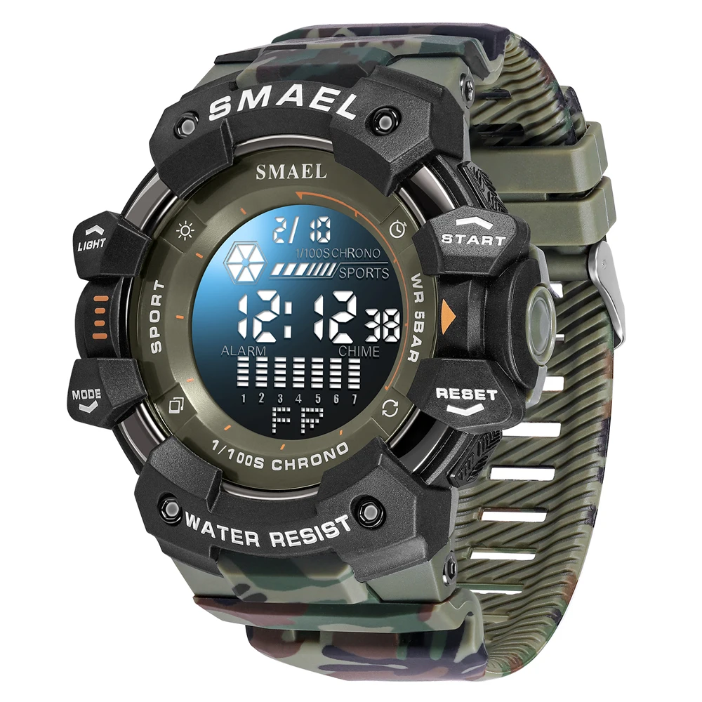 SMAEL Luxury Stopwatch Electronic Watch Men's Fashion Outdoor Countdown Army Military Men Student Alarm Digital Wristwatches