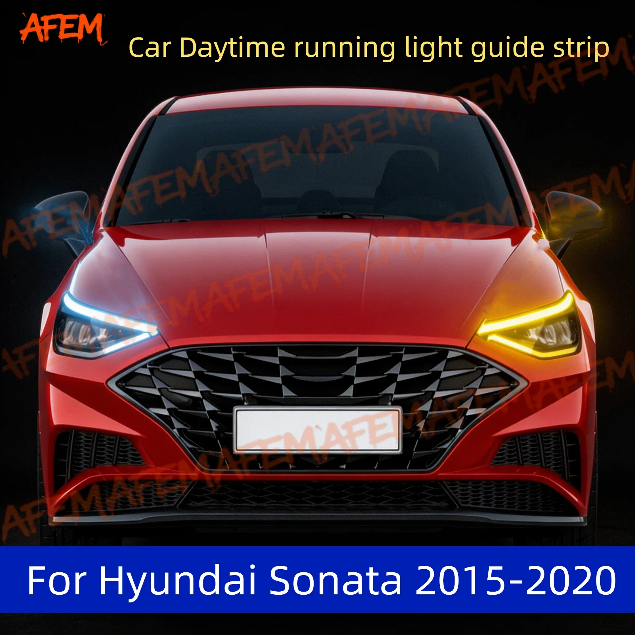 2Pcs 12V Led Guide Strip Headlight For Car Daytime Running Lights Turn Signal DRL Car Modification For Hyundai Sonata 2015-2020