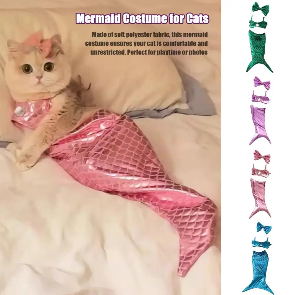 

Mermaid Costume for Cats Stylish Cat Mermaid Costume Pet Outfit for Small Dog Funny Mermaid Fishtail Clothes for Cat Birthday