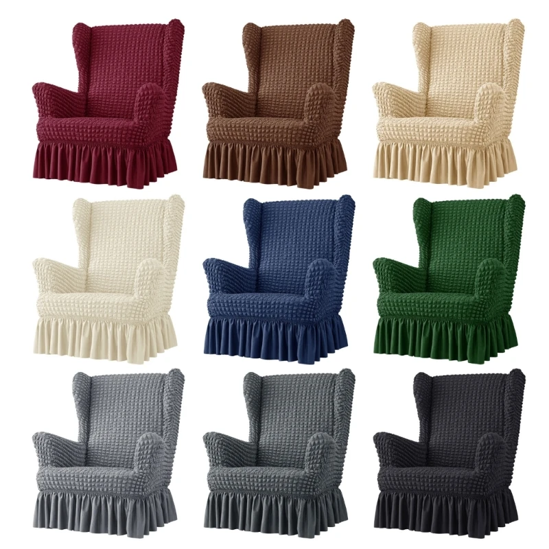 

Four Season High Elastic Wingbacks Plain Color Skirt Wing Back Chair Covers