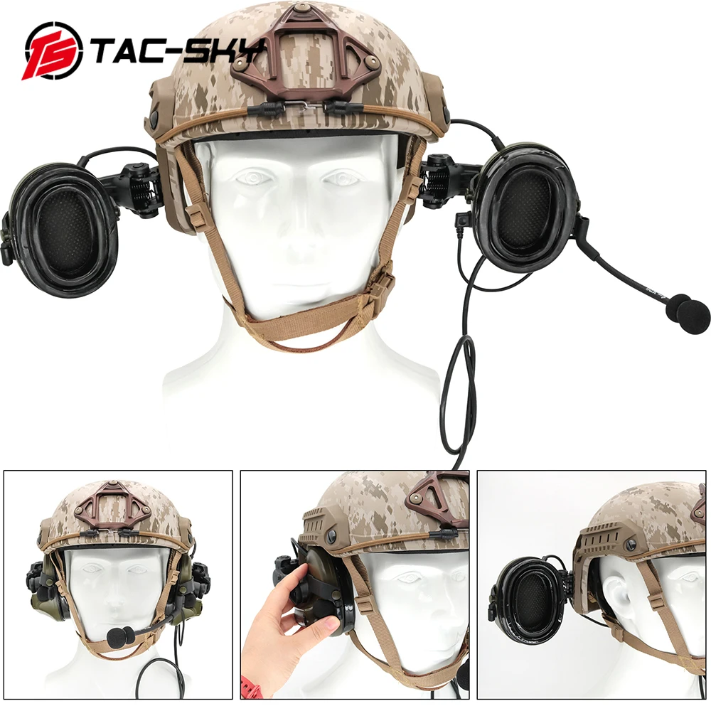 Imagem -03 - Tac-sky Comtac Iii Capacete Tático Militar Fone de Ouvido ao ar Livre Caça Airsoft Proteção Auditiva Tiro Earmuffs c3 Fone de Ouvido ts