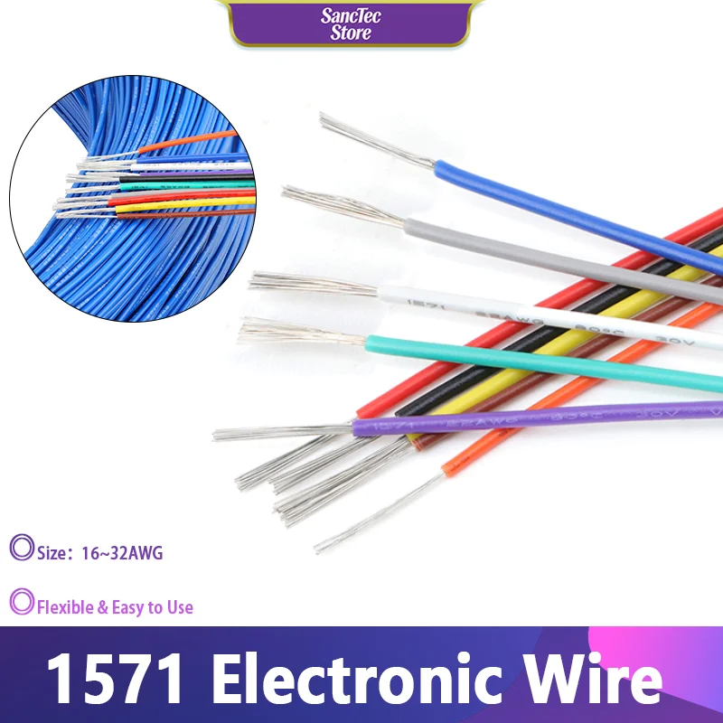 1571 Electronic Wire 16~32AWG Flexible Cable PVC Insulated Tin-plated Copper Environmental LED Line DIY Cord 10/50/500M