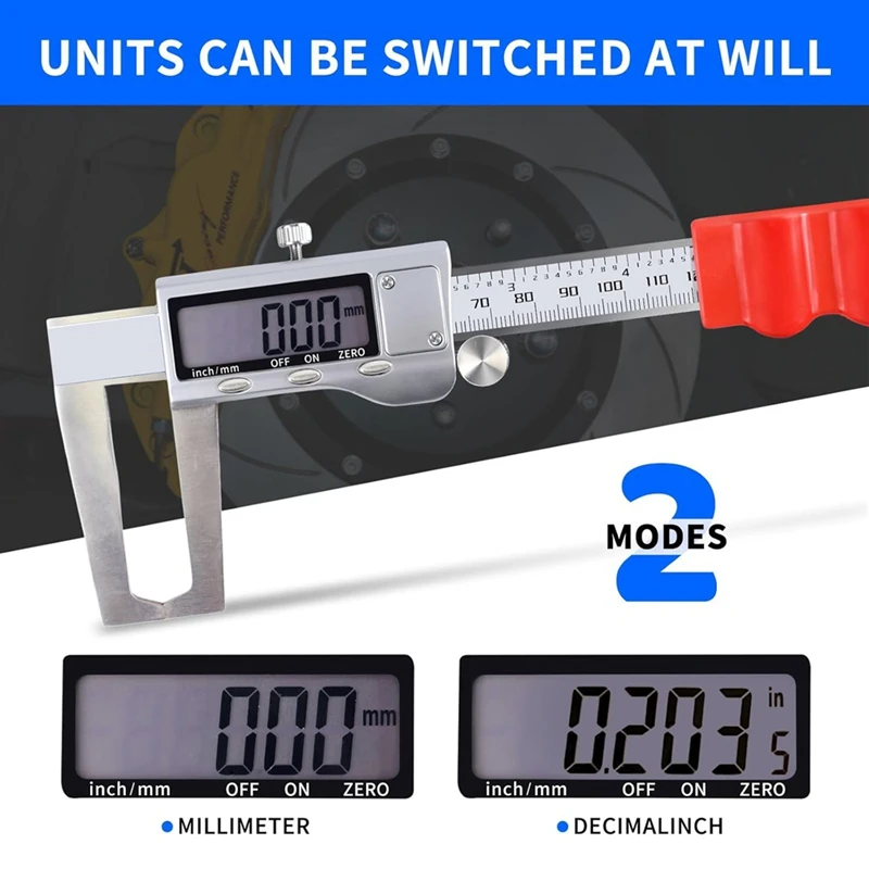 Disc Brake Rotor Micrometer,Digital Caliper Measuring Tool For Disc Brake-6 Inch/150Mm,Brake Measuring Tool Wtih Caliper