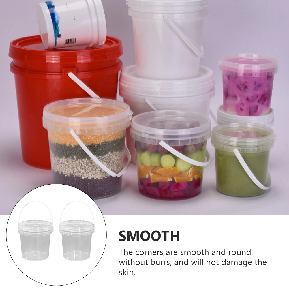 

3Pcs Durable Clear Ice Cream Freezer Containers Leak Proof With Handle For Home Food Storage Buckets