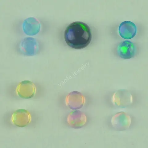 Round Shape 2mm Mix Colors Flat back Semi-Transparent Synthetic Cabochon Jewelry Stone Jelly Opal