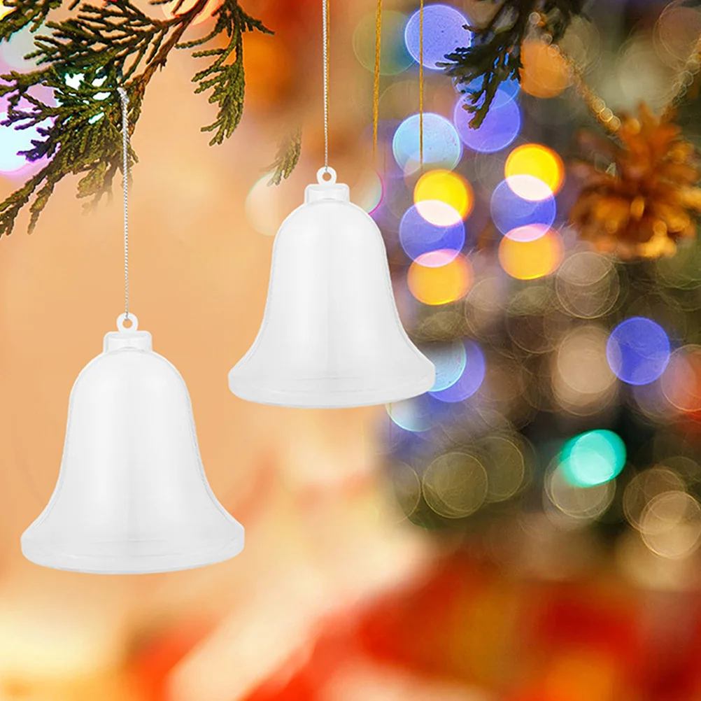 

5Pcs Transparent Bell Pendants Fillable Christmas Ornament Clear Plastic Hanging Decor for Tree Holiday Party DIY Decoration