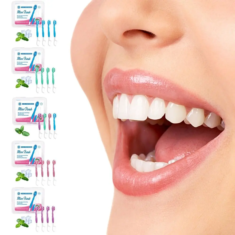 

With Freshening Bead Mini Travel Toothbrush Disposable Oral Hygiene Care Prepasted Toothbrush Peach Flavor Travel