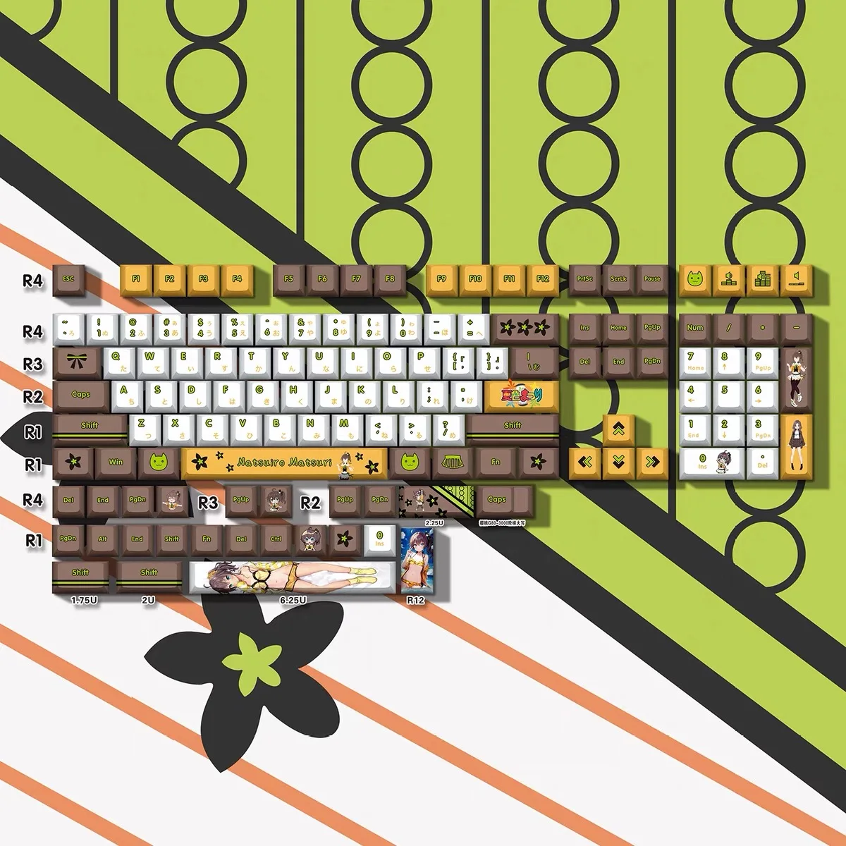 natsuiro matsuri keycaps pbt vtuber capa hololive key sublimacao cherry mx axis switch teclado mecanico 132 teclas 01