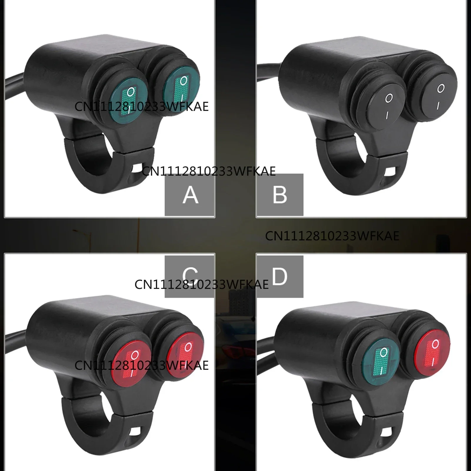 22mm Universal Motorcycle Handlebar Headlight Brake Fog Lights Horn Dual Control Button Switch Double Control Button Switch
