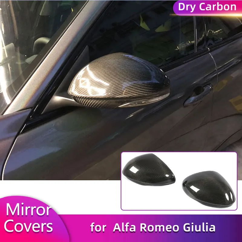 

Prepreg Dry Carbon Rearview Mirror Covers Caps for Alfa Romeo Giulia 2015-2018 Car Racing Side Mirror Caps Shell Case Body Kits