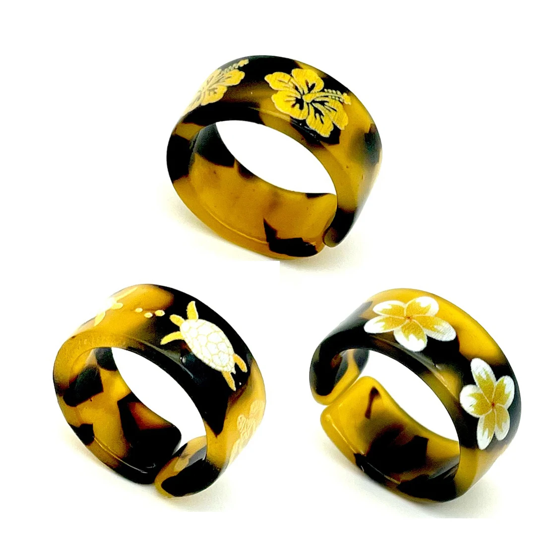 Fashion Tortoiseshell Rings Women Jewelry Cute Ring With 3 Styles Printed For Girls