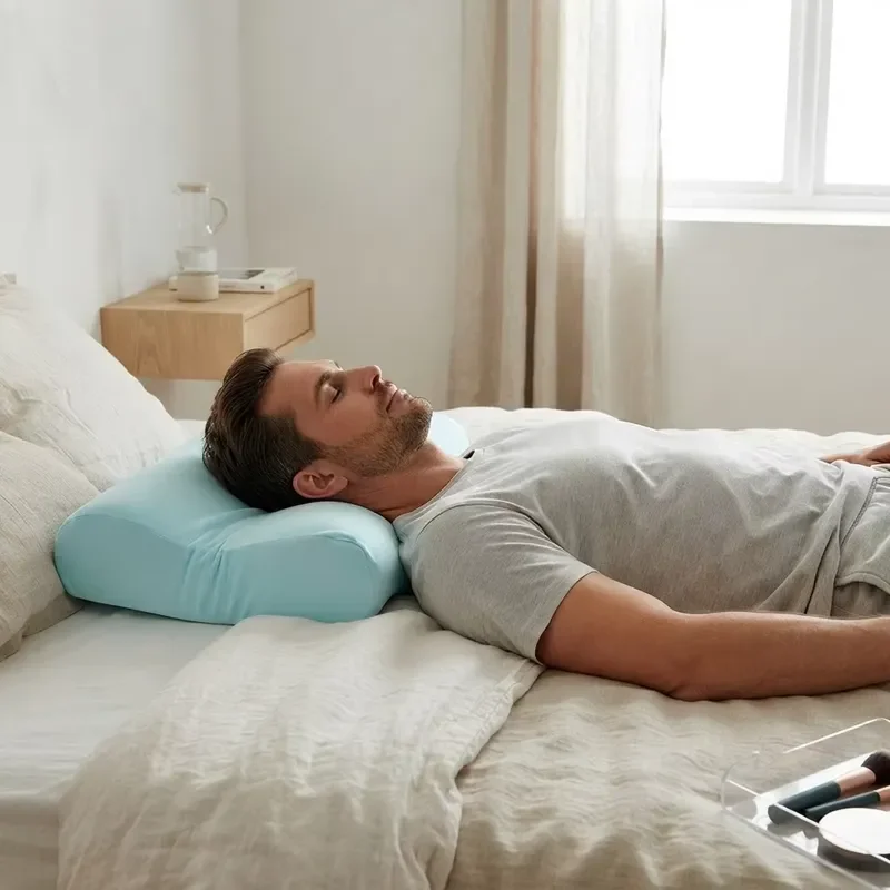 Butterfly Ergonomic Memory Cotton Pillow Slow Rebound Cervical Support Pillow - Blue