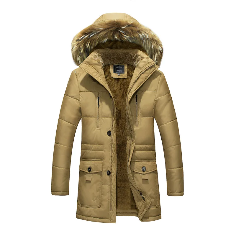 Chaqueta de algodón de longitud media con capucha para hombre, chaqueta informal de gran tamaño, invierno, nuevo