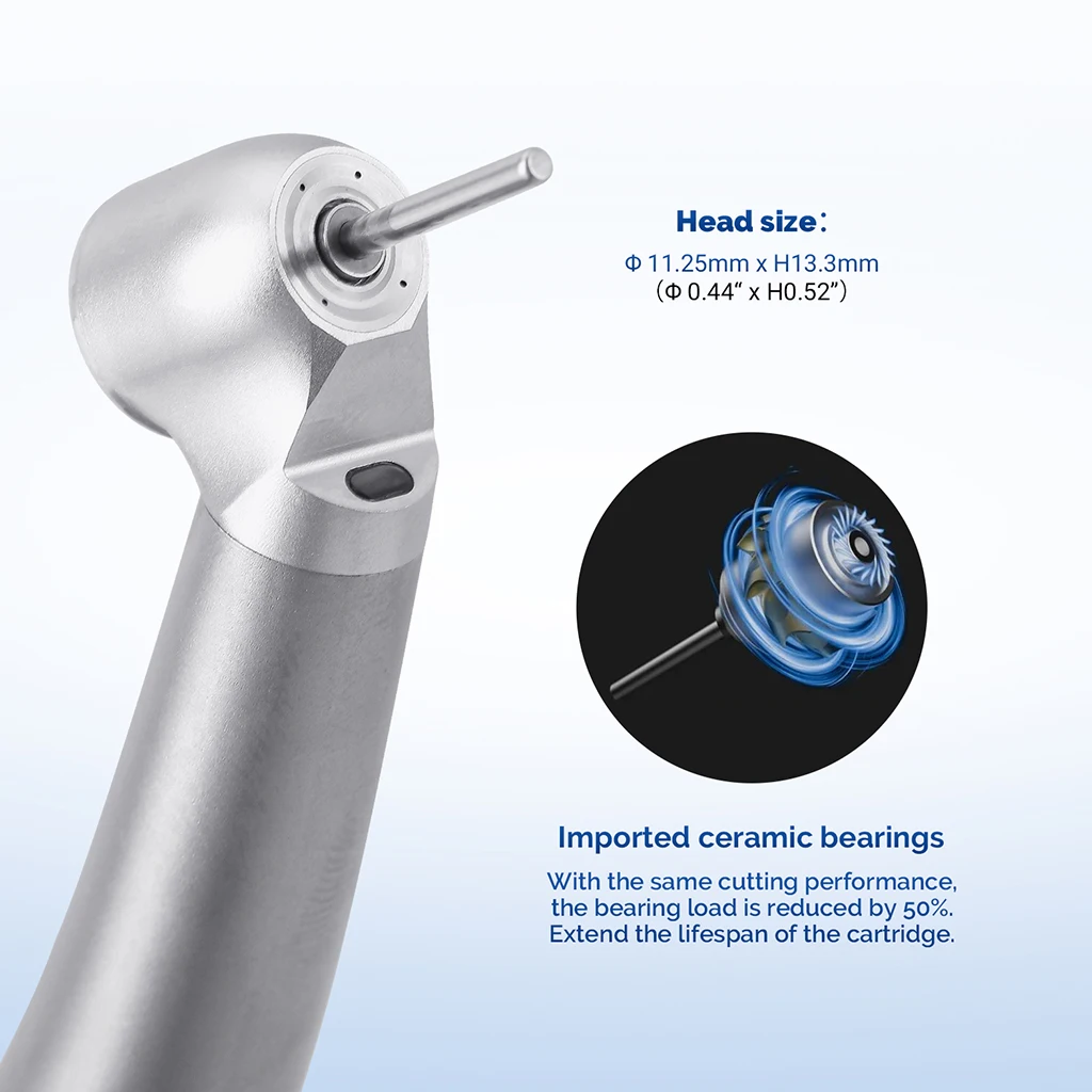 AZDENT Dental 45 ° Hochgeschwindigkeits-Handstück mit LED-Faseroptik aus Titan, passend für KAVO und NSK, mit Keramiklager und Druckknopf, Zahnmedizinisches Instrument – Detail 3