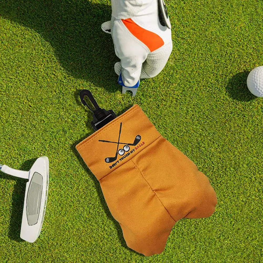 

A29Z-Golf Ball Storage Bag, Portable Golf Ball Carrier Pocket Holder Bag, Dont Touch My Ball Funny Clasp Snap Prank Golf Bag