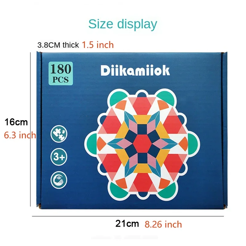 مجموعة ألعاب مونتيسوري الخشبية ثلاثية الأبعاد ذات الشكل الهندسي الملون لعبة تانجرام للأطفال تعلم تعليمية للأطفال