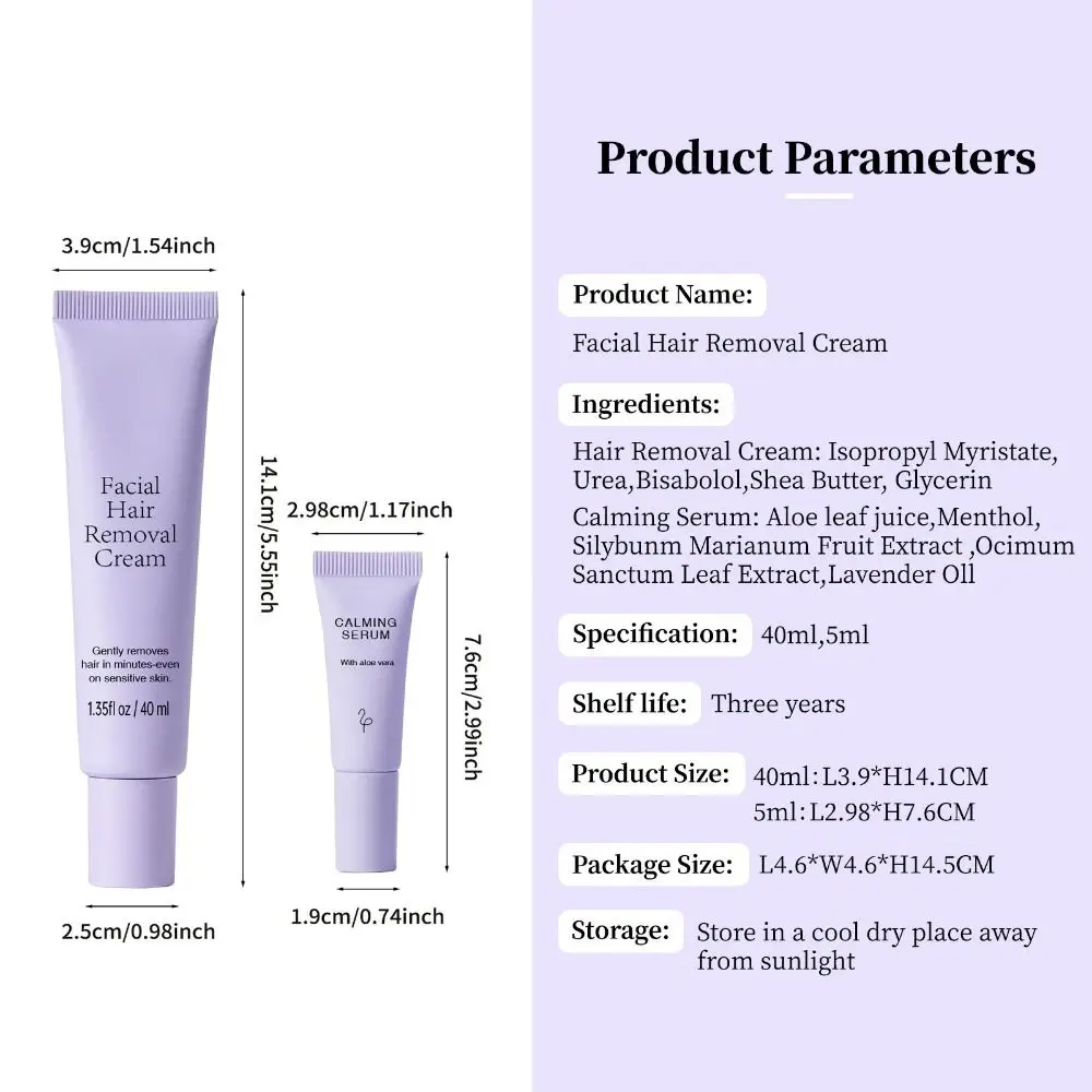 كريم إزالة شعر الوجه غير المهيج كريم تنعيم وتغذية الشعر المانع للترطيب مع جوهر الترطيب #4