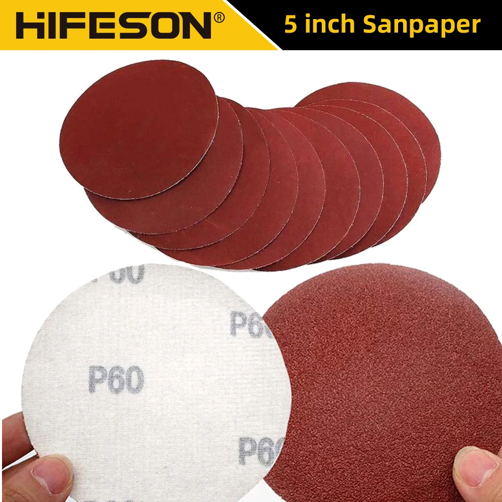 20pcs/50pcs/100pcs 5inch Flocking Disc Sandpapers 125mm Sheet Back Flocking Sandpaper Flanging Grinding Sheet For Nylon plate