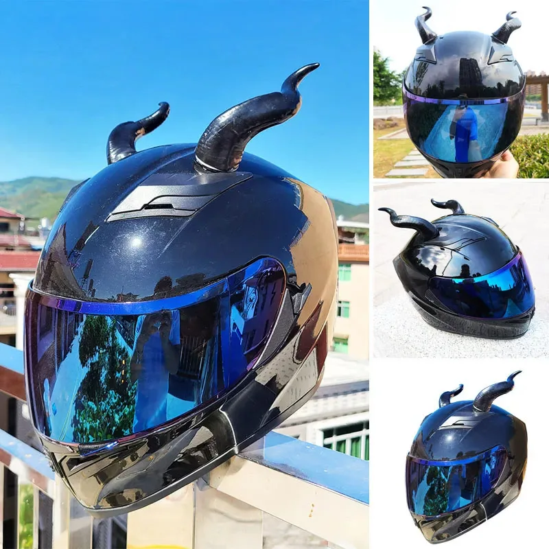 Motorcycle Helmet Decoration Electric Devil's Horns Creative Personality Motorbike Helmet Accessories Stickers Cosplay Styling