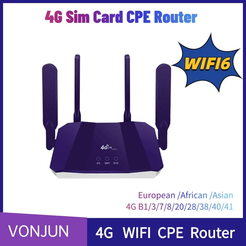 4G WiFi 6 CPE Router with Sim Card Slot WIFI Modem LTE Hotspot with LAN Router R8B 