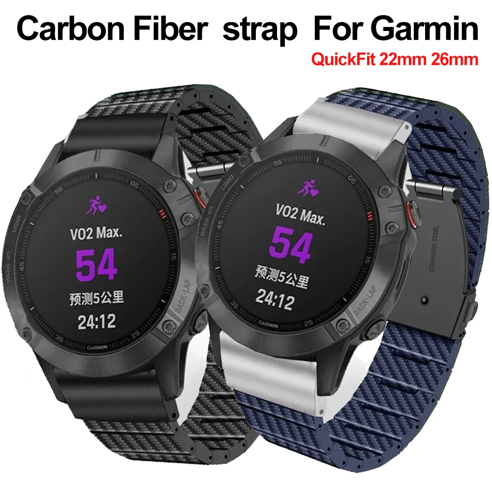 

QuickFit 22mm 26mm Resin Carbon Fiber pattern strap For Garmin Fenix 8 51MM 7X 7 Solar/6X 6 Pro 5 5X Plus 3 3HR Smartwatch Band