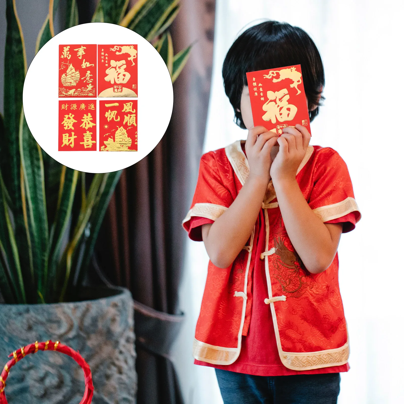 160Pcs 2024 Chinese New Year Red Envelopes Spring Festival Lucky Money Blessings Pocket Hongbao Children Gifts Red Bags