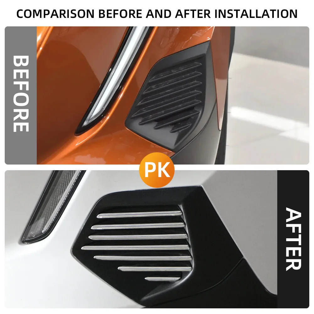 For Peugeot 2008 2019-2023 E2008 2020-2022 Front Fog Light Trim Fog Lamp Decoration Sticker Cover Styliing Mouldings Accessories