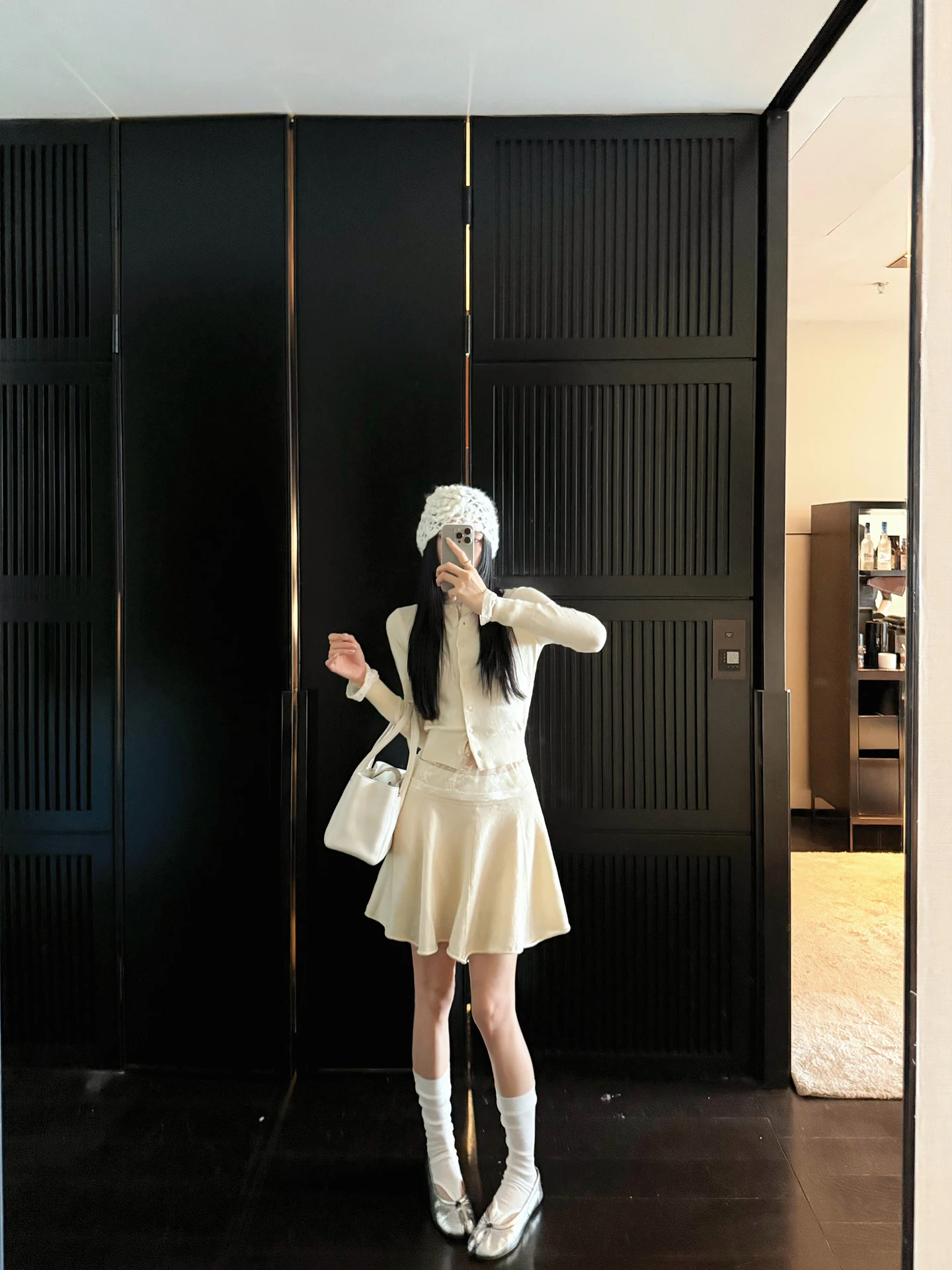 

Korean Sle Women's Knitted Skirt Set ort Flared Skirt Elastic Waist High Waist Long Sve Open Cardigan Spring Faion