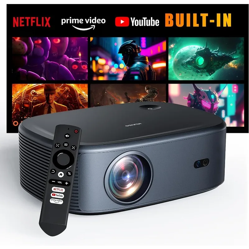 

NexiGo Outdoor Netflix Projector, Officially-Licensed, Netflix/Youtube/Prime Video, 800 ANSI Lumens, Auto Focus/Keystone