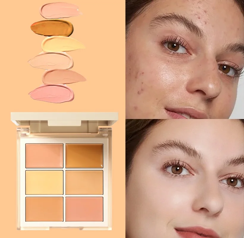 Tavolozza di correttori naturali a sei colori, 3 stili tra cui scegliere, correttore naturale e non appiccicoso, occhiaie e segni dell'acne