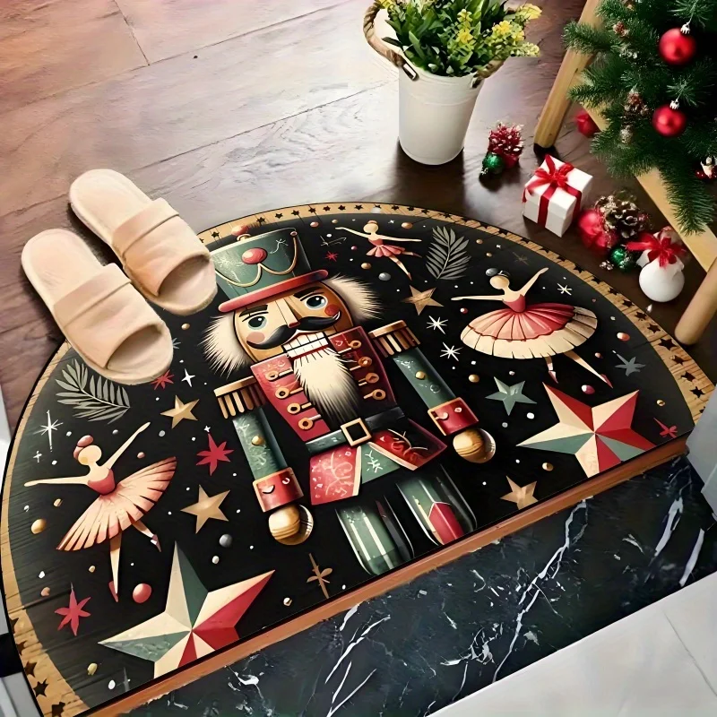 Pink Candy Gingerbread Train House Xmas Doormat for Kitchen Laundry Bathroom Indoor Washable rug Gifts