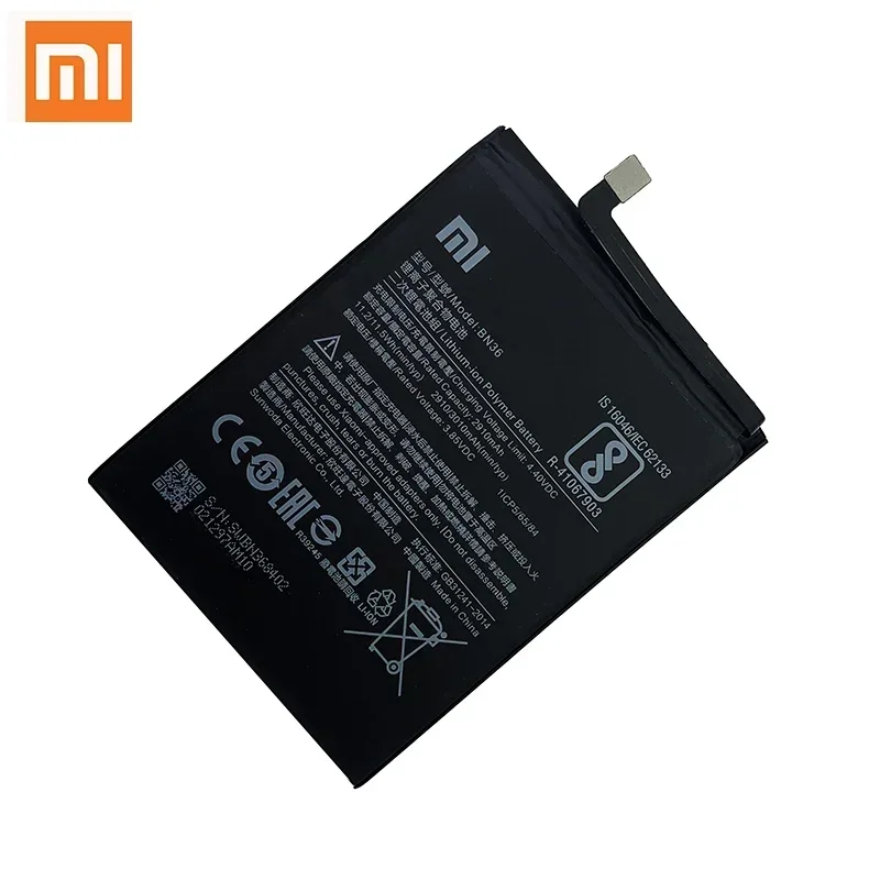 100% Orginal Xiao mi BN36 3010mAh Battery For Xiaomi 6X A2 Mi6X MiA2 M6X MA2 High Quality Phone Replacement Batteries