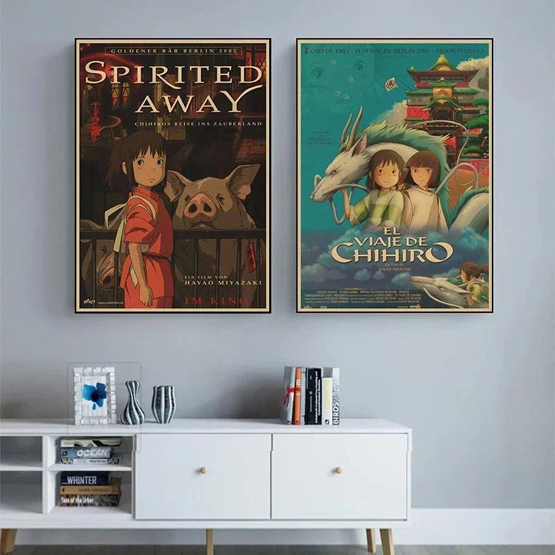 Anime Spirited Away Wall Art, Japanese Hot, Vintage, Girl Mural, Room Decor, Home, Kids, Decorative Canvas Poster, Aesthetic