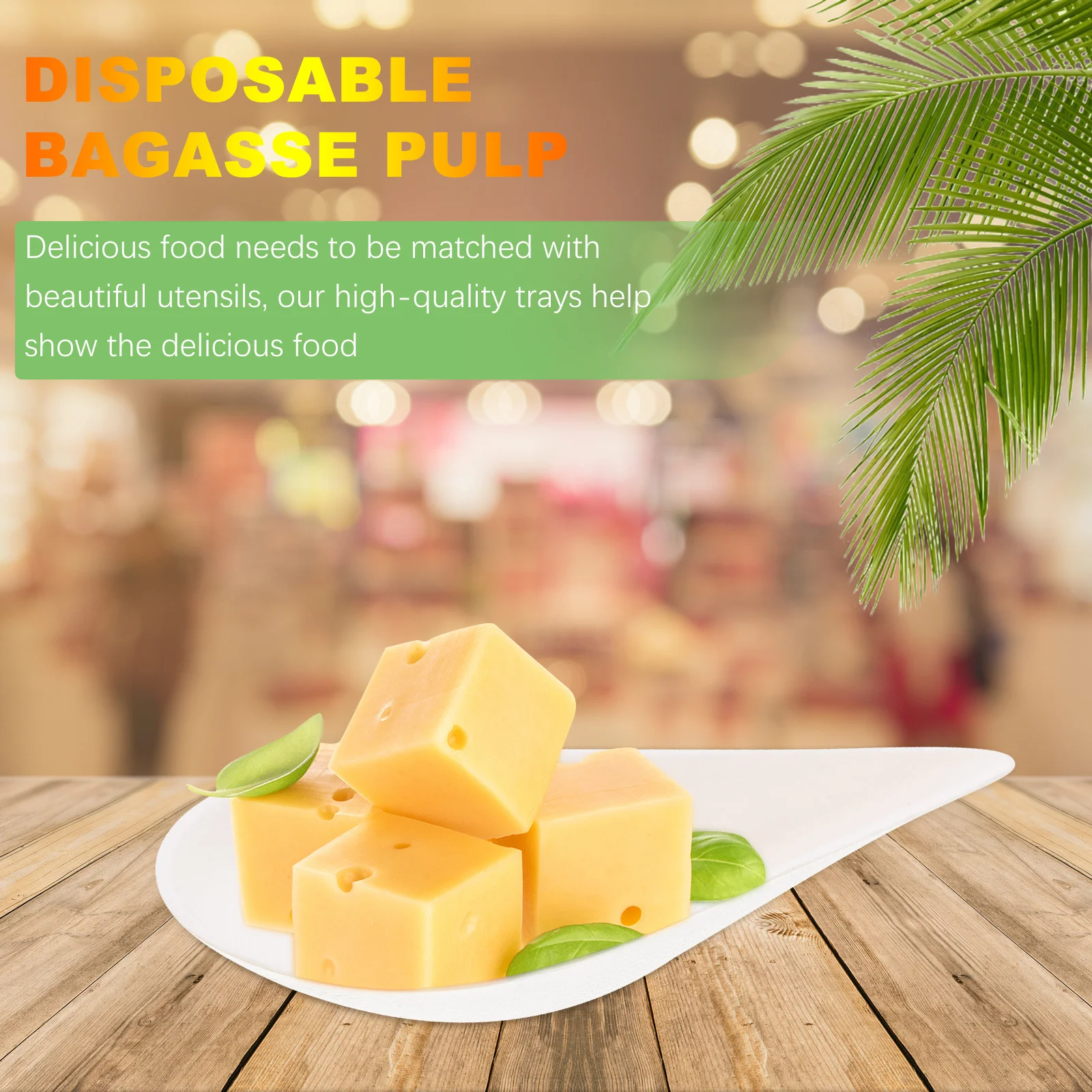 

50pcs Biodegradable Drop Shape Dessert Plate Serving Tray For Cake Cupcake Fruit Snack Kitchen Party Tableware