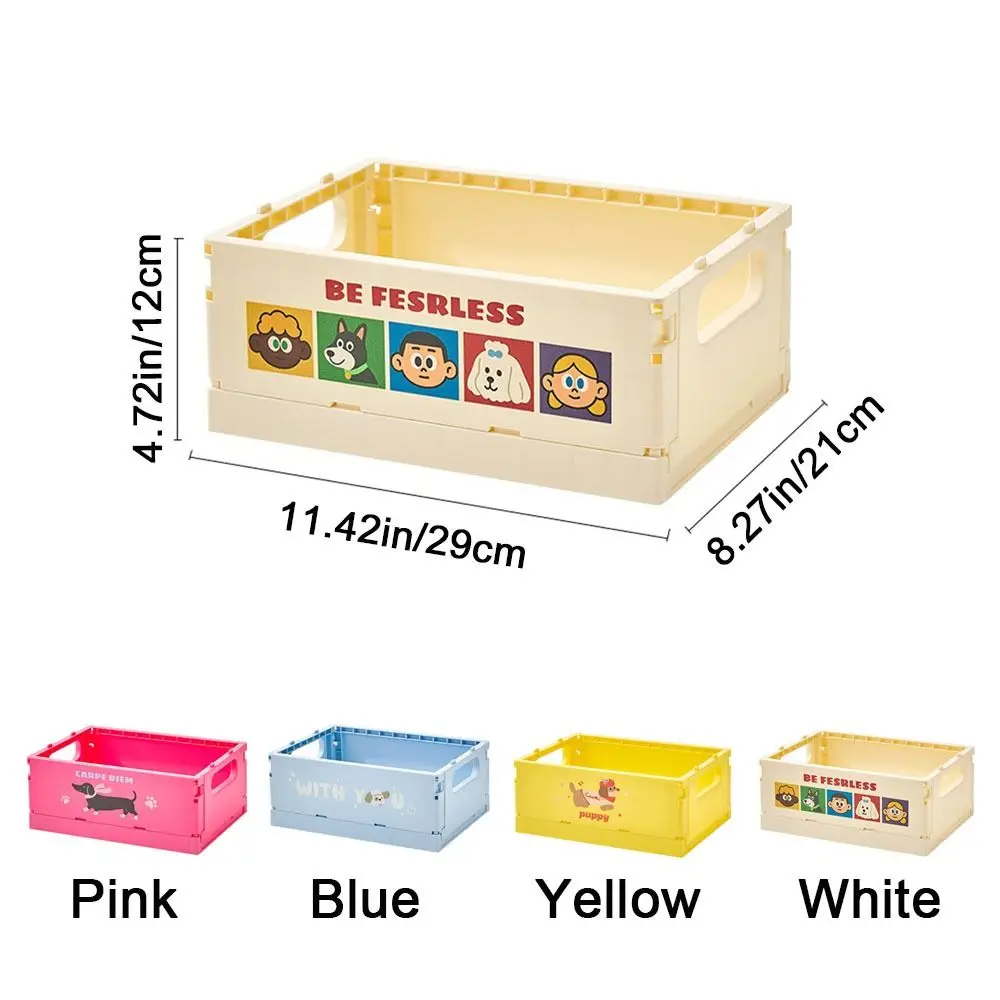 Dopamine Foldable Storage Basket Cartoon Stackable Stationery Cosmetic Rack Large Capacity Plastic Sundry Organizer Office