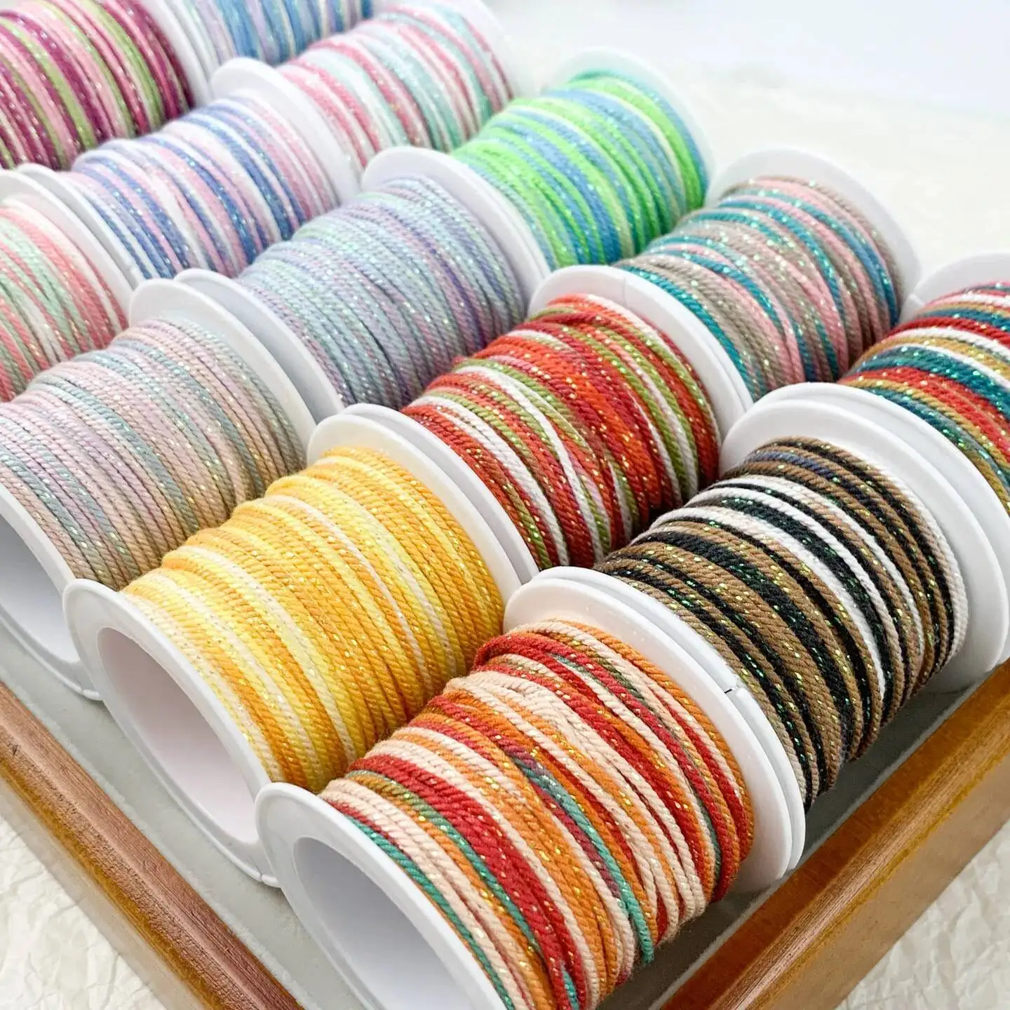 Cotton Thread 1.5mm 8m Segment Dyed Cotton Rope Dreamy Sparkling Starry Sky Woven Rope Cultural Toy Thread