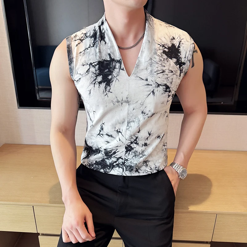 

100% хлопок, топы без рукавов с v-образным вырезом, мужские летние дышащие облегающие мужские футболки, уличная одежда, футболки с принтом для тренажерного зала и клуба, топ Homme