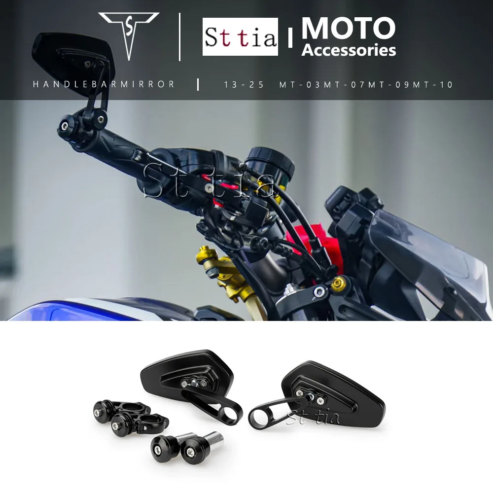 

Зеркала заднего вида на руль для мотоциклов Yamaha MT-03, MT-07, MT-09, MT-10 (2013-2025), аксессуары, CNC, на конце руля