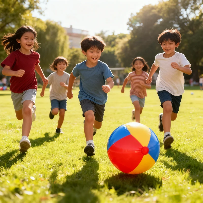 Giant Beach Balls, Large Inflatable Balls Rainbow Color Big Plastic Toys for Kids and Adults, Summer Pool Games, Backyard Fun,