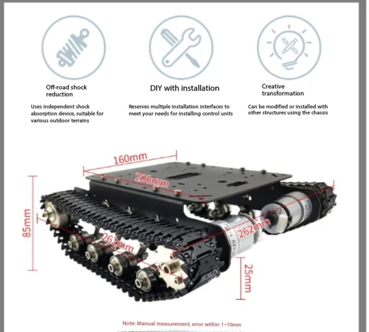 Tracked Metal Shock-absorbing Tank Vehicle, Large Load Carrying Robot Intelligent Small Vehicle Model
