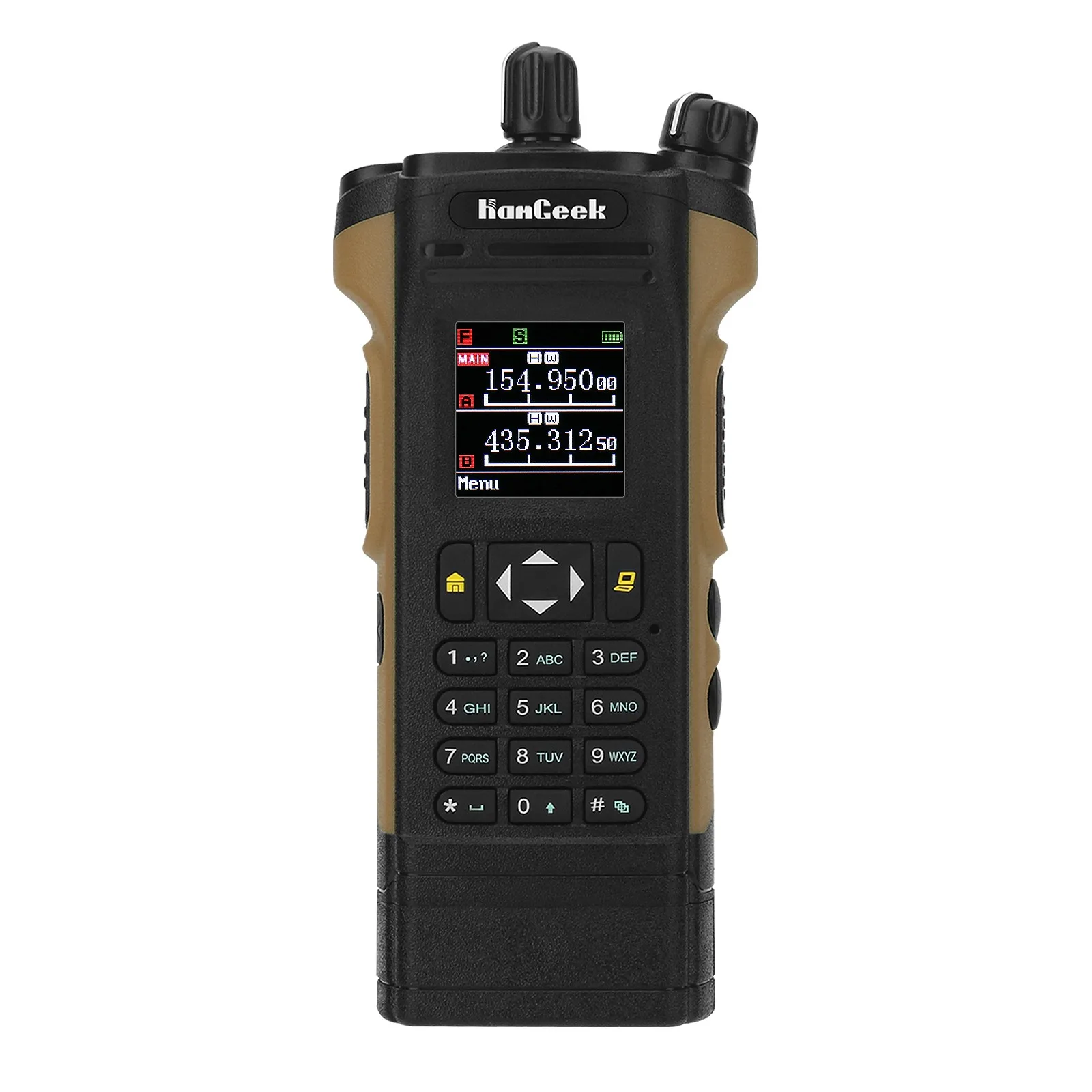 HAMGEEK APX-8000 12W Dual Band SDR ra dio Receiver VHF UHF Transceiver Walkie Talkie (Brown) Dual PTT with Handheld Microphone