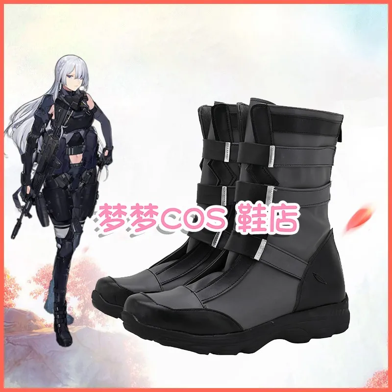 Girls Frontline AK15 Cosplay Shoes Long Black Leather Boots For Halloween Christmas Party