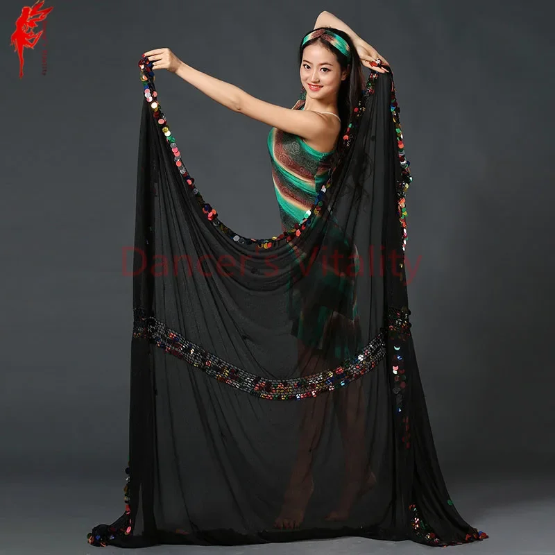 belly dance accessories chiffon sequins belly dance veil women belly dance show veil 2.1*1.5m dancer\'s clothes